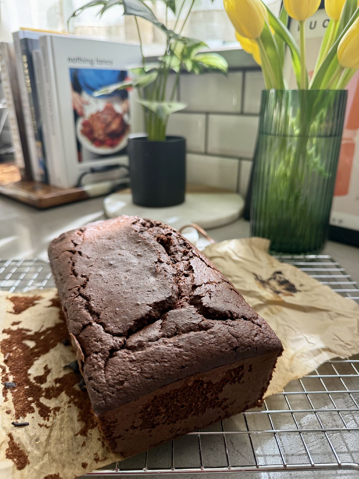 This double chocolate zucchini bread is easy, delicious, and surprisingly healthy.  It's the perfect way to use up all that late summer zucchini, and makes a healthy dessert or afternoon treat.  Chocolate chocolate chip zucchini bread (almost cake).  