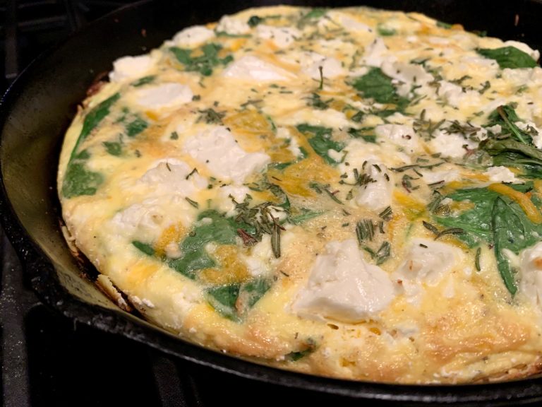 Baby Spinach, Goat Cheese & Sweet Potato Frittata