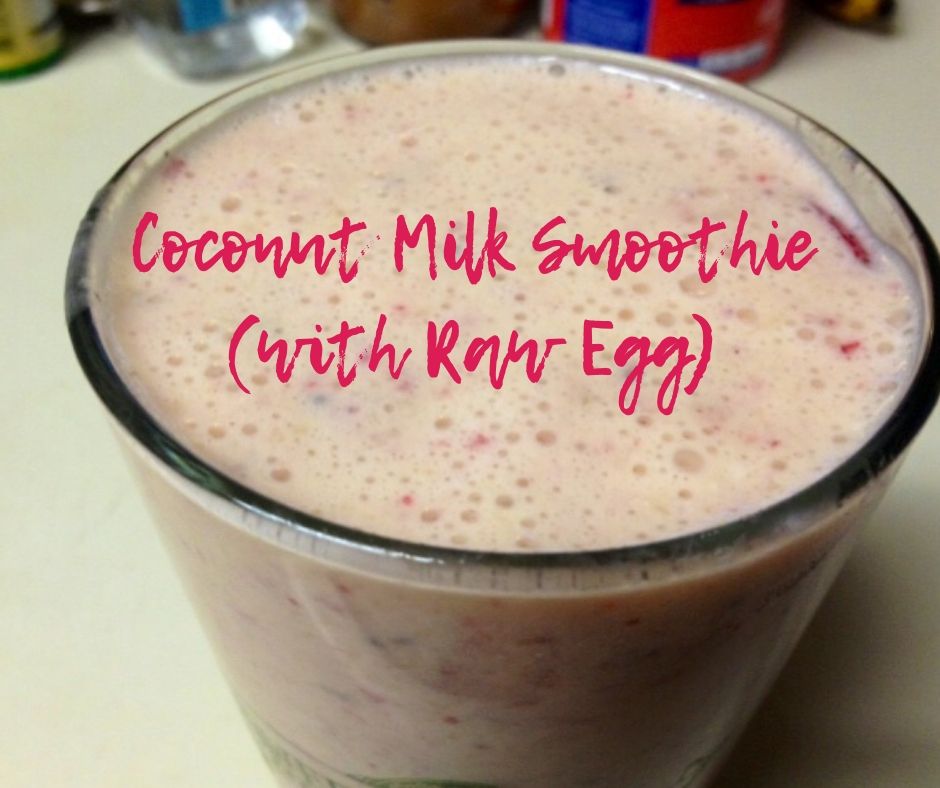 Coconut Milk Smoothie with Raw Egg | Looking for some extra protein in your morning smoothie? This has fruit, coconut milk, coconut oil...and raw egg. Will keep you satisfied for hours! #smoothie #healthybreakfast