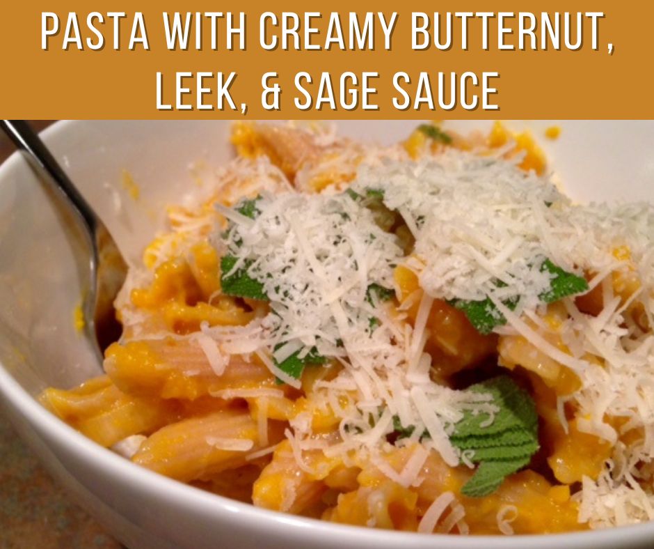 This creamy butternut leek pasta sauce is pure comfort food...warm & indulgent, but super healthy without the use of cream or butter.