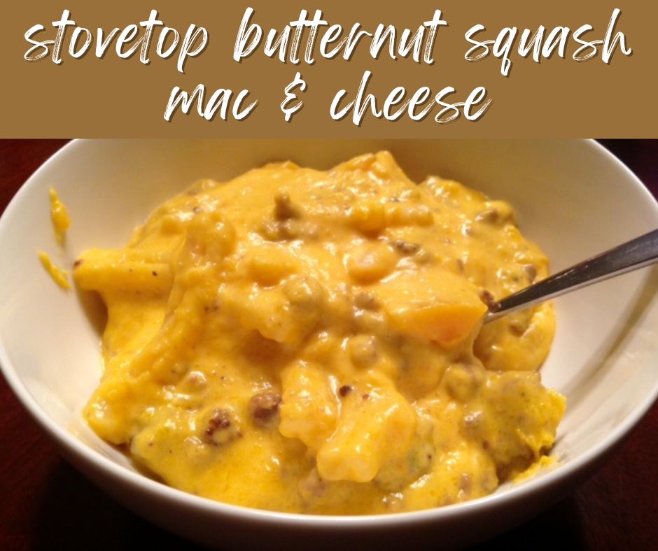 Stovetop Butternut Squash Mac & Cheese | This easy, gooey stovetop mac & cheese is the indulgent-yet-healthy easy weeknight meal you need, packed with butternut squash...comes together in less than 30 minutes! #butternutsquash #macandcheese #weeknightmeal