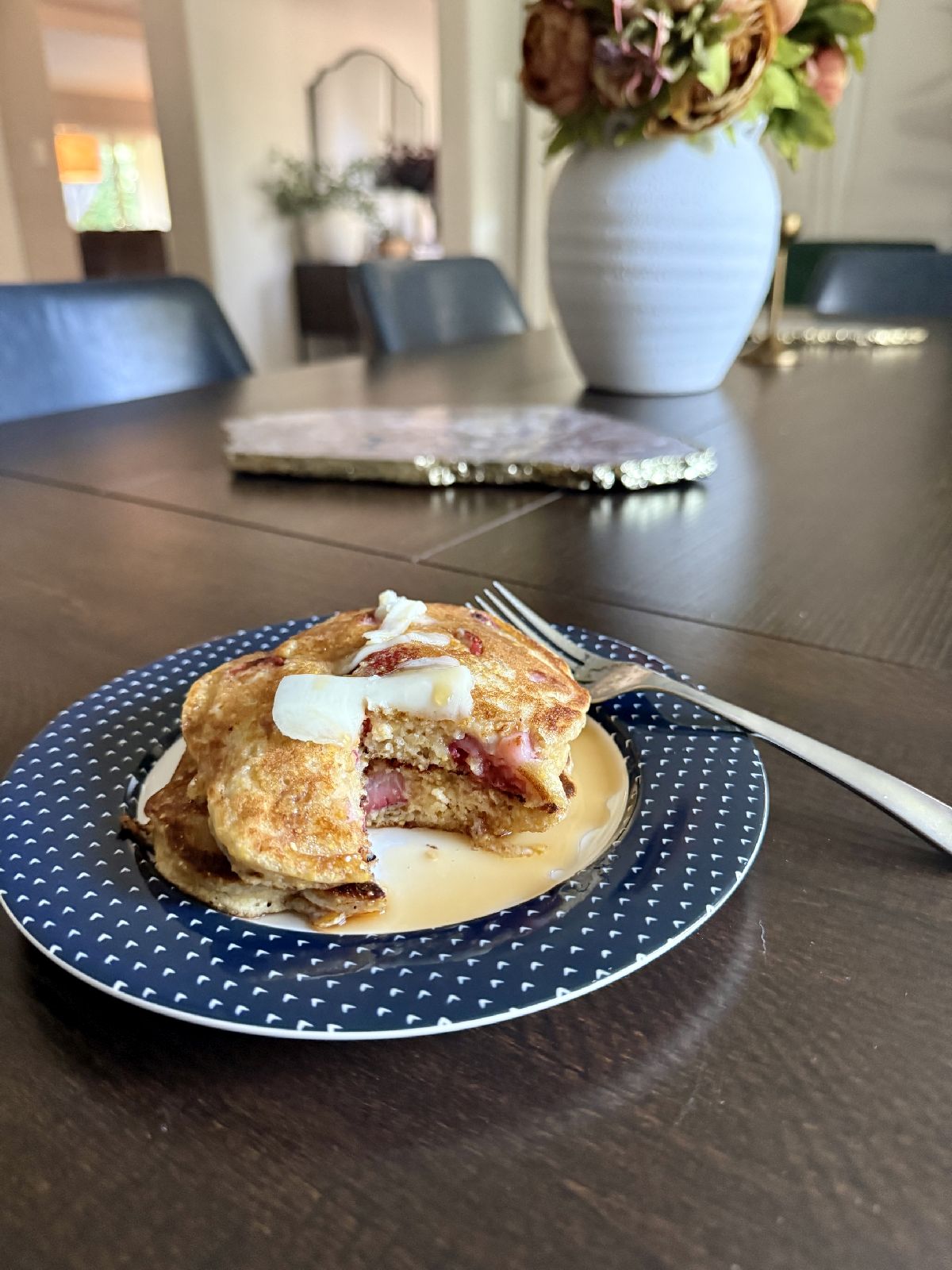 Strawberry Cornmeal “Griddle Cakes” (Pancakes)