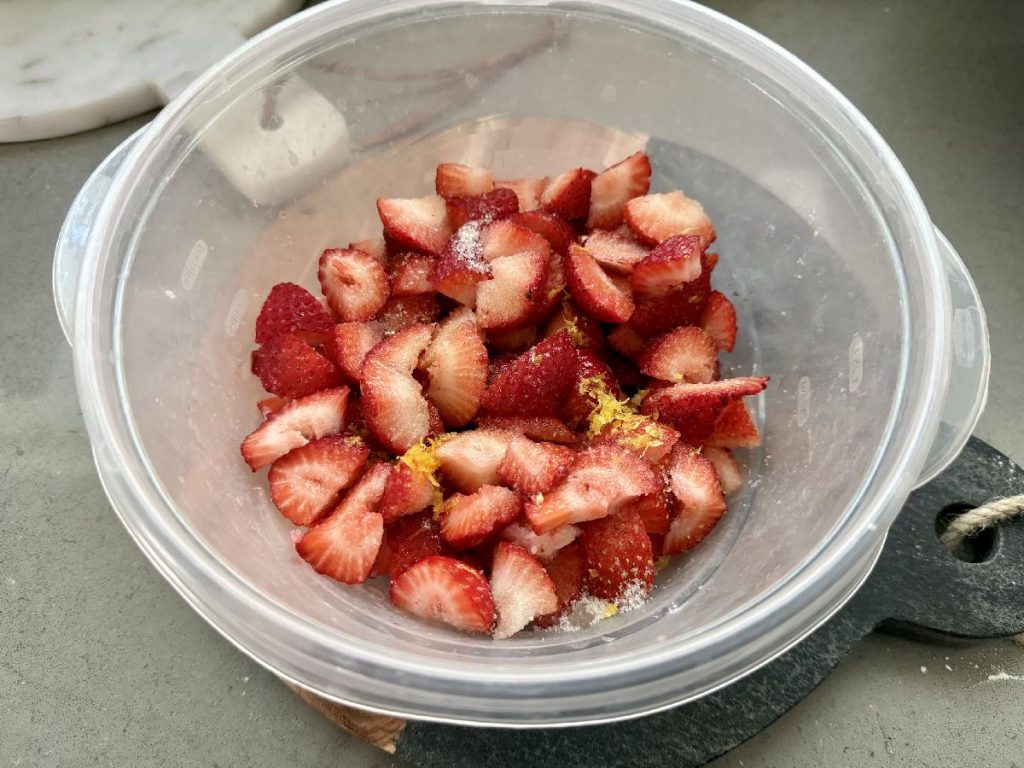 diced strawberries