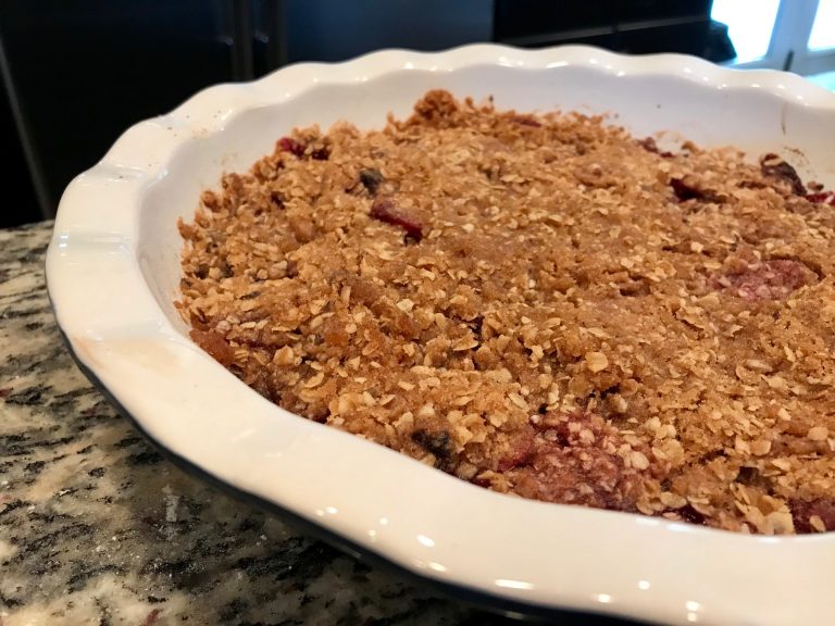 Bourbon Cherry Crisp with Brown Butter Streusel