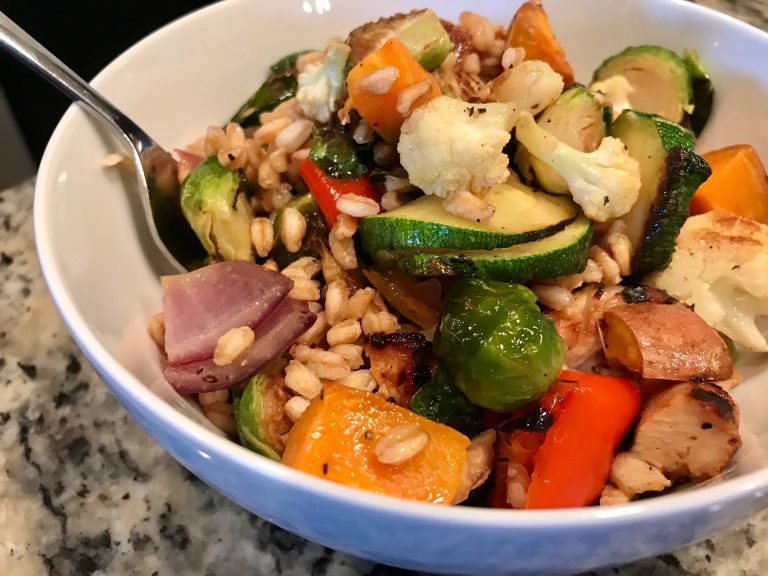 Roasted Vegetable & Farro Salad with Creamy Shallot Dressing