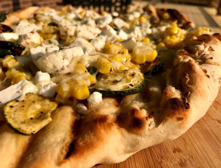 Grilled Zucchini & Corn Pizza With Marinated Feta