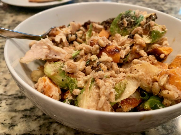 Roasted Vegetable Barley Salad With Lemon Tahini Dressing