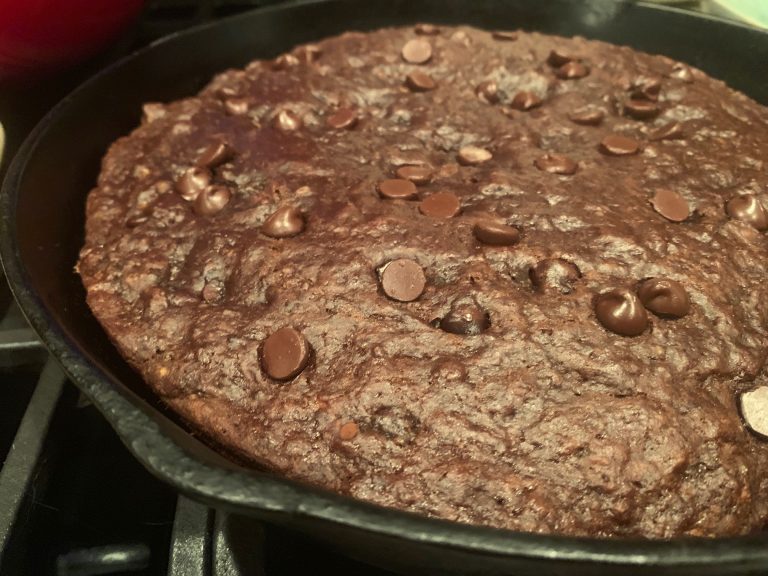 Dark Chocolate Olive Oil Skillet Banana Bread