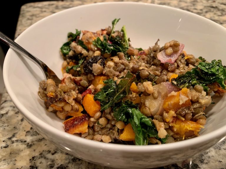Hearty Fall Lentil, Butternut Squash, & Kale Salad