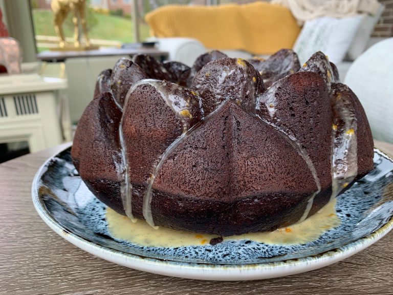 Dark Chocolate & Whiskey “Irish Coffee” Cake