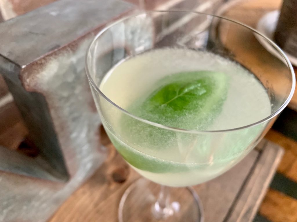 A delicious basil gin cocktail, this twist on a gimlet