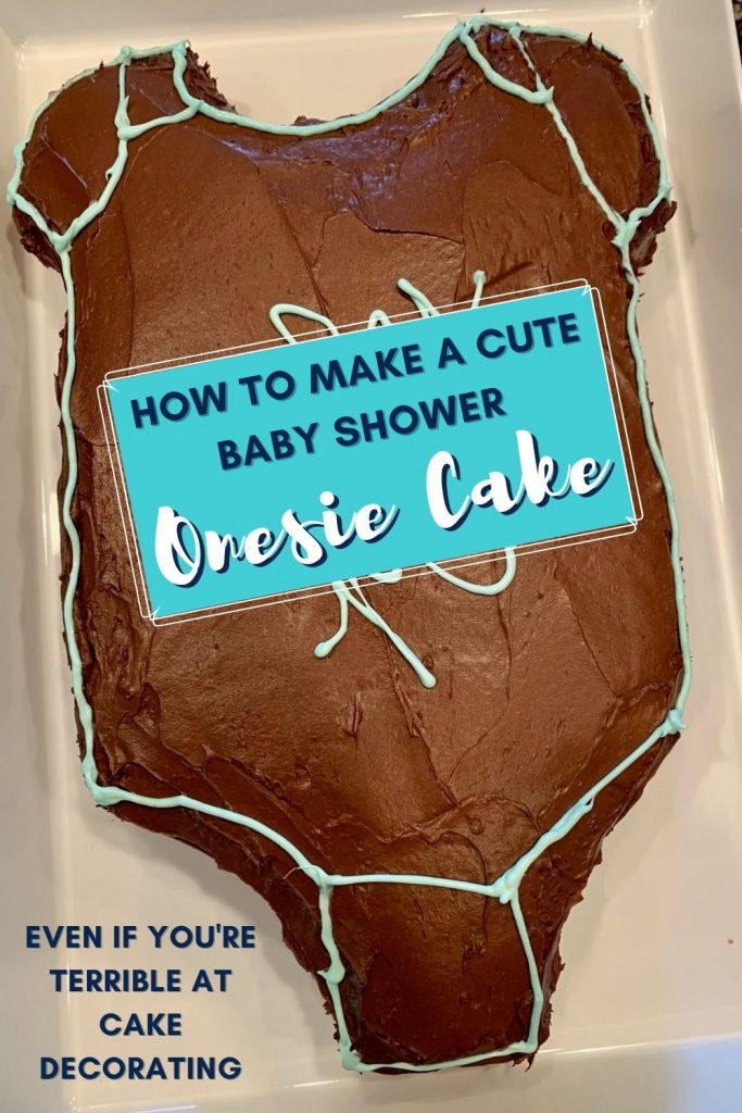 Easy, Cute Onesie Cake - Baby Shower Cake Ideas | Even if you're terrible at cake decorating, this onesie cake is really easy and perfect for any baby shower (or 1st birthday cake). If you're planning a baby shower you should use this cake. It can be as fancy or simple as you want. #babyshower #cakedecorating