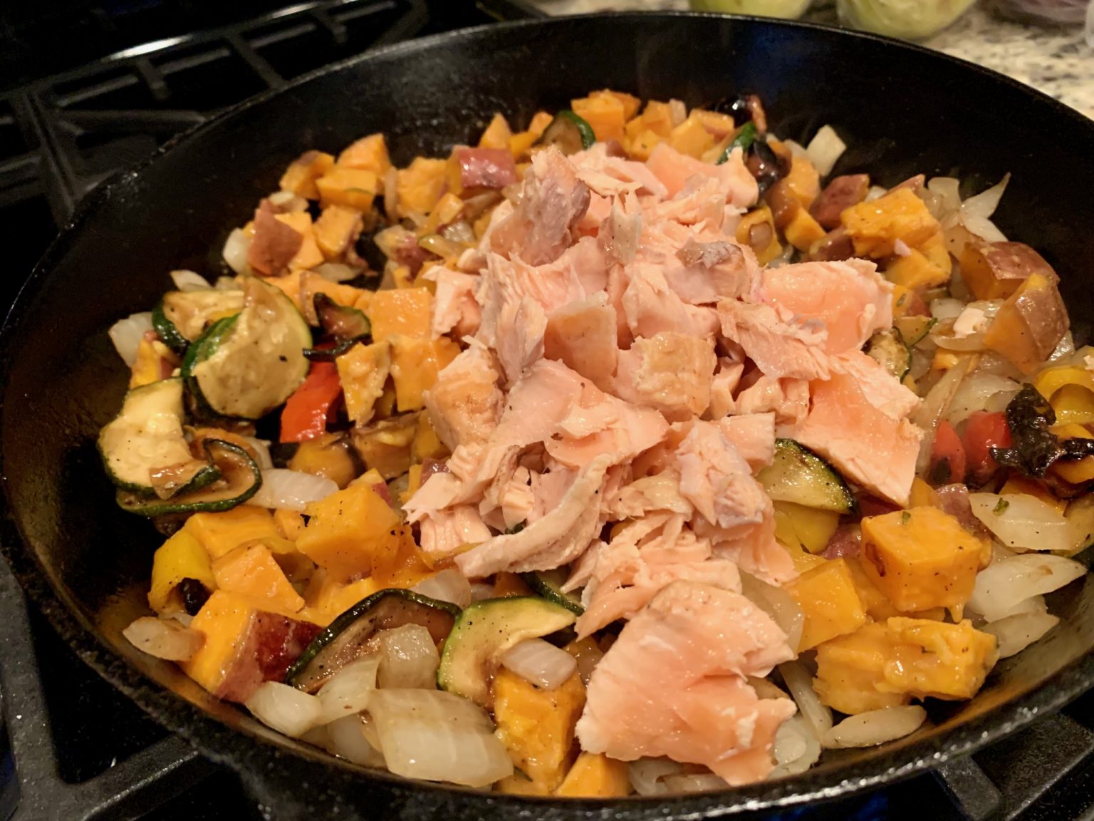 Goat Cheese, Egg & Salmon Breakfast Casserole finding time for cooking