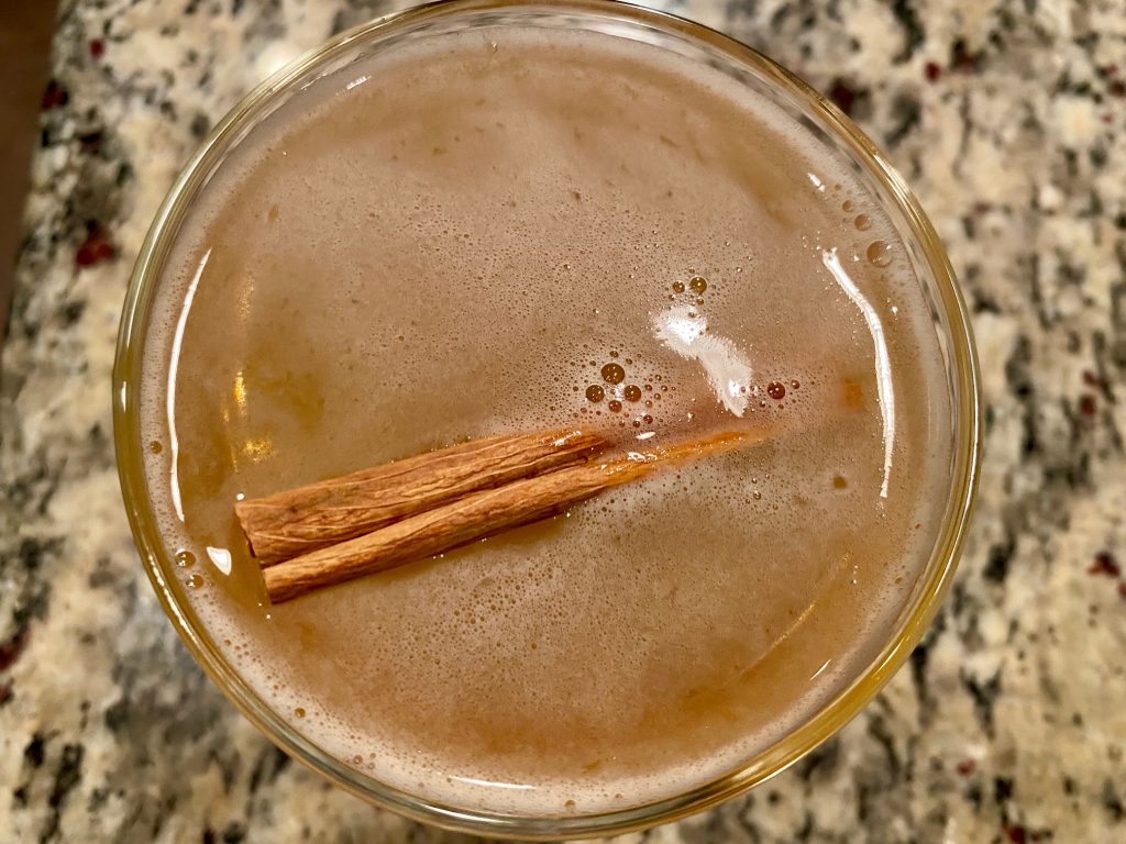 Spiced pear bourbon cocktail, perfect for fall or winter!