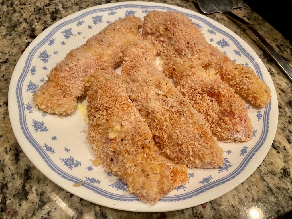 the key to these crispy air fryer chicken tenders is a 30 minute rest before cooking