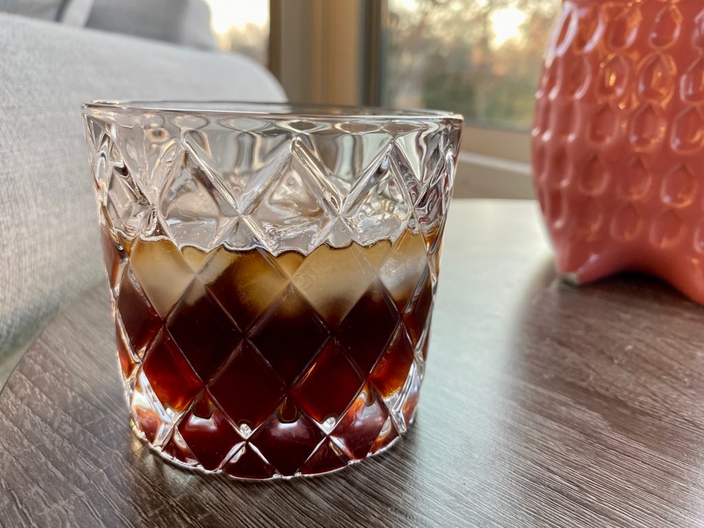 Orange peels and amaretto really elevate this white russian cocktail