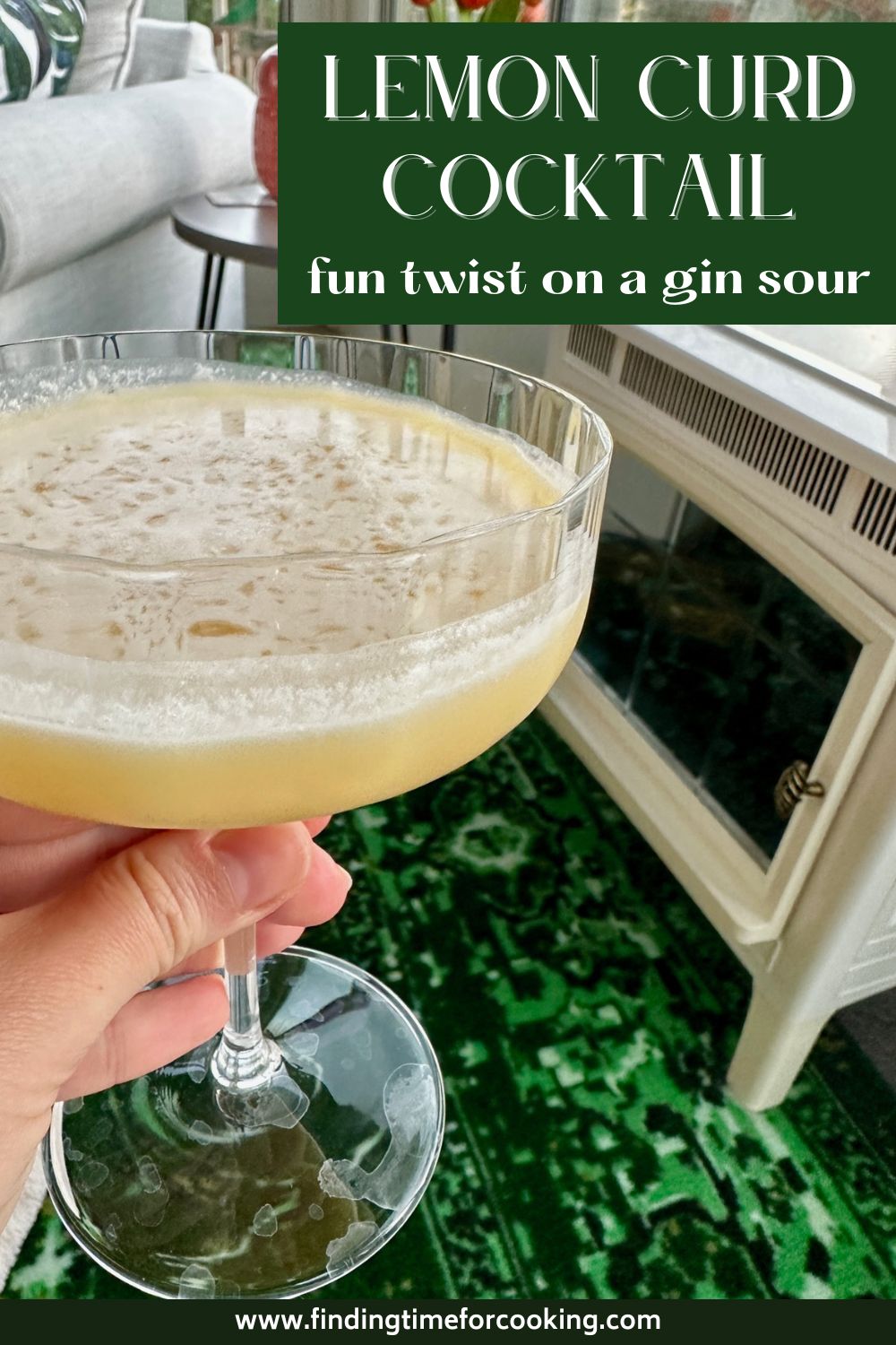 Lemon Curd Cocktailc A Fun Twist on a Gin Sour | This lemon curd cocktail is a different take on a classic gin sour...a perfect spring or summer drink that is bright, creamy, tart, & a little sweet! A great way to use up lemon curd, what to make with leftover lemon curd, gin cocktail recipe, lemon gin cocktail, spring drink recipe. #drinkrecipe #cocktail #gincocktail #lemoncurd