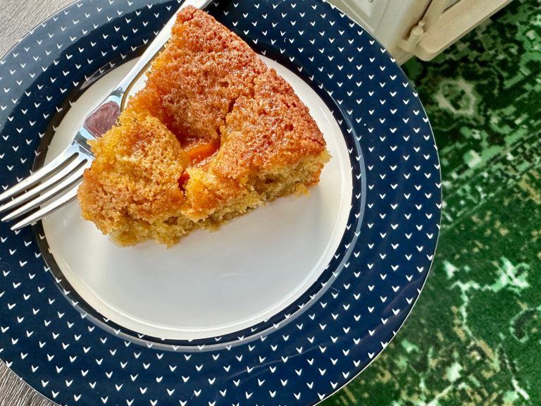 Roasted Apricot Olive Oil Cake with a Hint of Rosemary