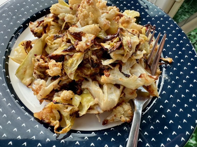 Charred Cabbage & Cauliflower Salad with Tahini Dressing