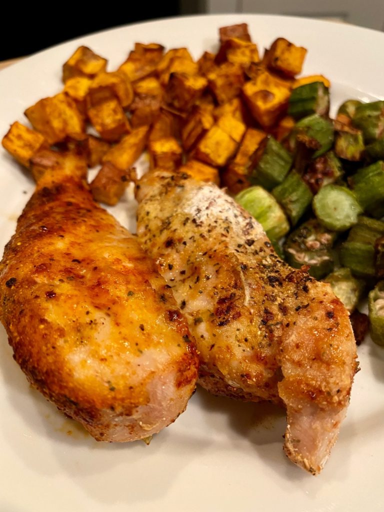 Easy, Healthy Air Fryer Chicken Tenders | These healthy air fryer chicken strips are SO easy and delicious, perfect for any dietary restrictions, including gluten-free, paleo, whole 30, etc. They only take a few minutes & a few ingredients! This is a very flexible, versatile recipe, so I haven't given amounts...it's less a true "recipe" & more of a set of ingredients & techniques. 