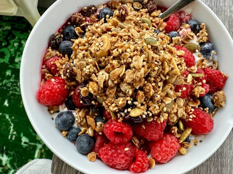 Cinnamon Maple Tahini Quinoa Granola (GF, vegan, almond-free)