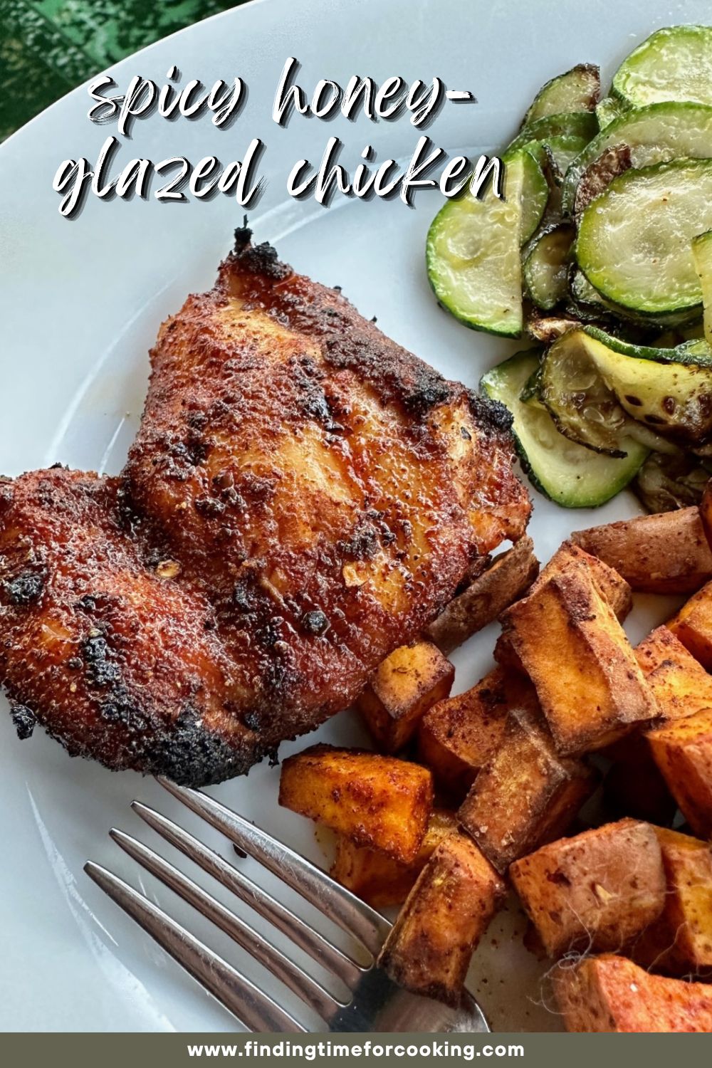 Easy Spicy Honey-Glazed Chicken Thighs | You have got to try these sweet & spicy chicken thighs ASAP! They're easy, healthy, & packed with flavor, a great meal any night of the week. I make them on the grill, but they work in the air fryer or oven as well. An easy healthy dinner option.