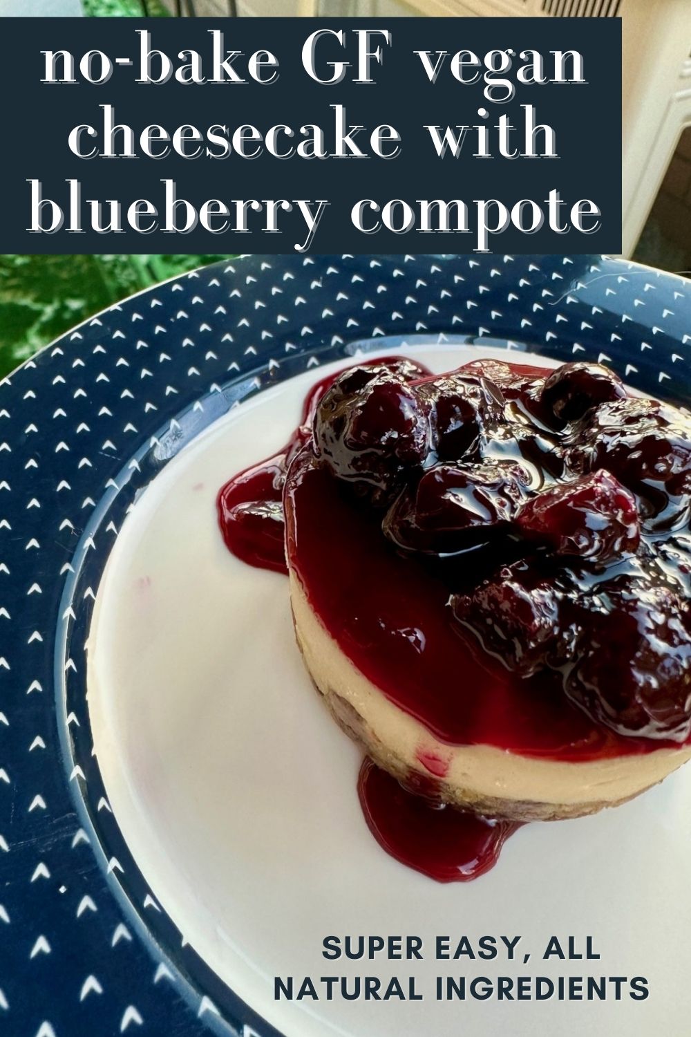 Easy No-Bake Gluten-Free Vegan Cheesecake with Blueberry Compote | This super easy no-bake vegan cheesecake is gluten-free, almond-free, dairy-free, egg-free, & packed with REAL ingredients vs. weird store-bought chemical ones. A delicious no-bake cashew cheesecake with only a few minutes of hands-on time, great make-ahead dessert option for those with dietary restrictions! #veganbaking #glutenfree #dairyfree #cheesecake Easy No-Bake Gluten-Free Vegan Cheesecake with Blueberry Compote | This super easy no-bake vegan cheesecake is gluten-free, almond-free, dairy-free, egg-free, & packed with REAL ingredients vs. weird store-bought chemical ones. A delicious no-bake cashew cheesecake with only a few minutes of hands-on time, great make-ahead dessert option for those with dietary restrictions! #veganbaking #glutenfree #dairyfree #cheesecake