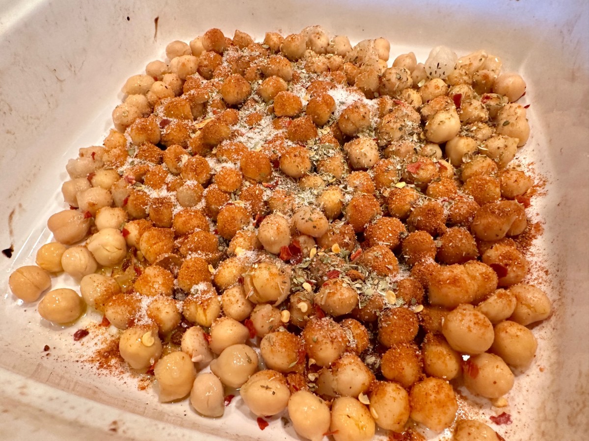 chickpeas & spices ready for roasting