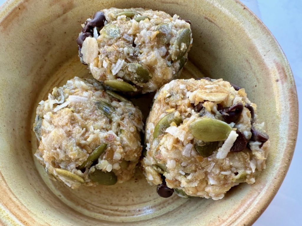 These follicular seed-cycling energy balls are packed with pepitas, flaxseed, and a lot of other healthy ingredients