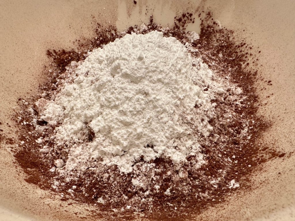 dry ingredients for dark chocolate shortbread