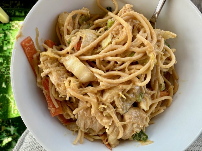 Healthy Copycat CPK Thai Peanut Noodles with Chicken