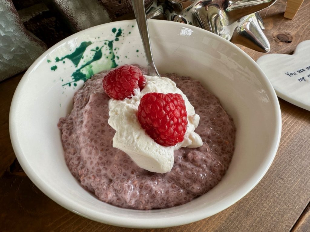Easy, Healthy Raspberry Chia Seed Pudding (Dairy-Free) | This super easy raspberry chia pudding is a perfect make-ahead recipe...it only takes a few minutes to make, lasts several days in the fridge, and is a delicious and healthy breakfast, snack, or dessert. It's dairy-free (& gluten-free, vegan, etc.), packed with fiber, omega-3s, protein, and more! 
