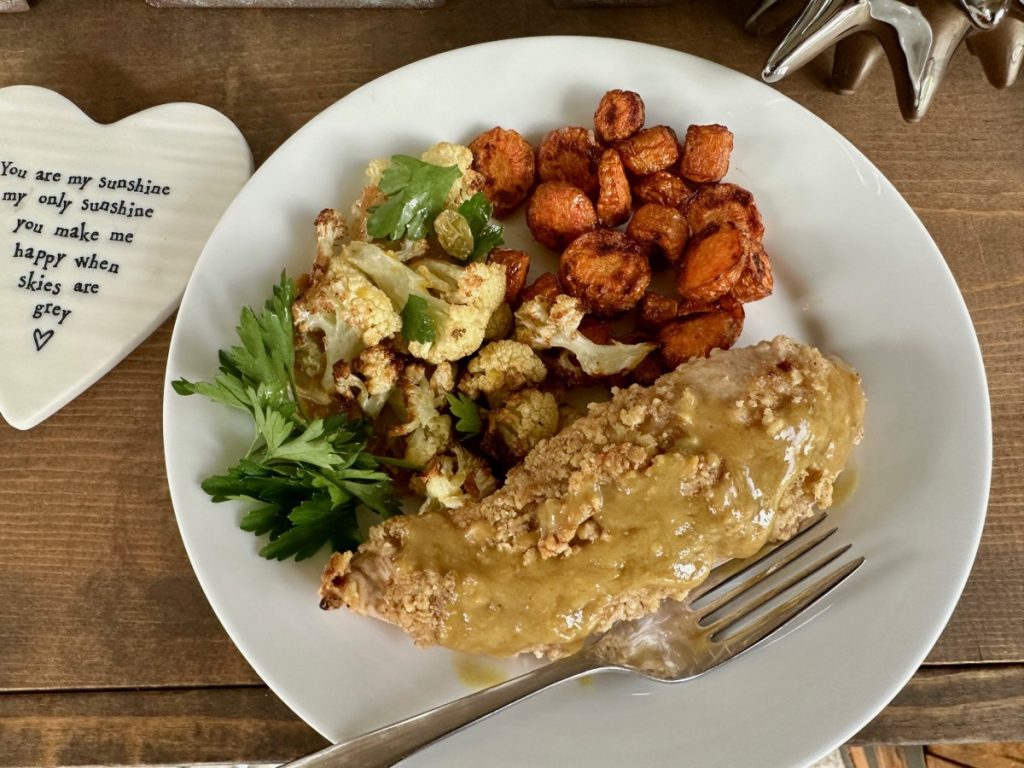 Easy, Delicious Walnut-Crusted Chicken with Vegetables