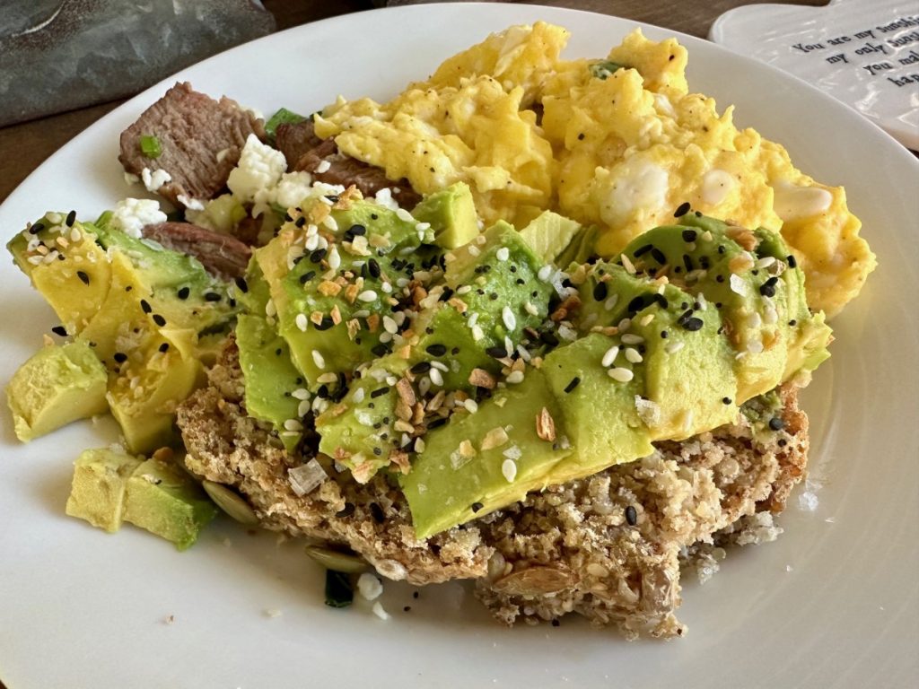 Avocado toast made with easy, hearty buckwheat, quinoa, & oat bread