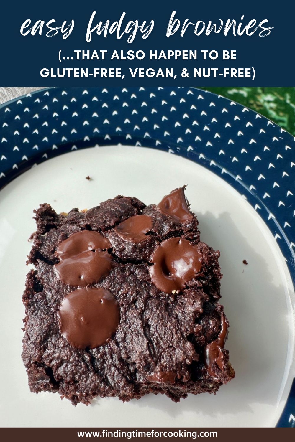 Easy Fudgy Gluten-Free Brownies | These fudgy gluten-free vegan brownies are SO delicious, & super easy to make...a fairly healthy but still indulgent dessert option that avoids many common dietary restrictions (including nuts!). Easy gluten-free dessert that's also nut-free, fast & easy (& fairly healthy) dessert. GF brownie recipe, healthy gluten-free dessert. #gf #glutenfree #vegandessert