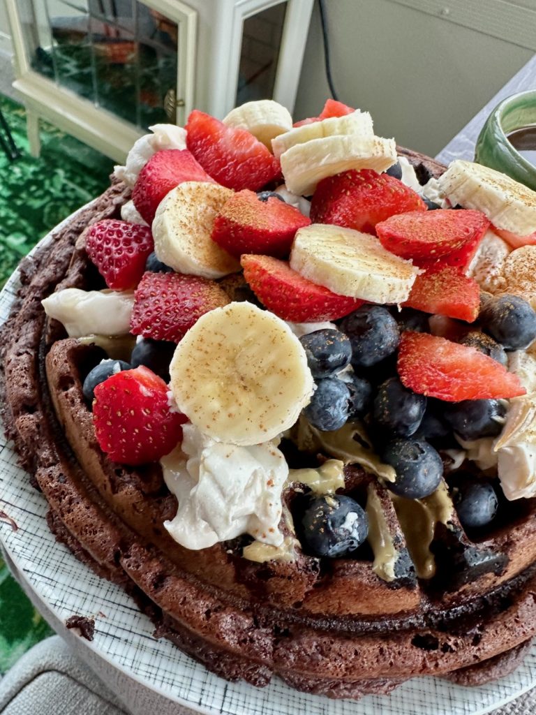 10-Minute Gluten-Free Single-Serving Chocolate Waffle (also dairy-free, egg-free, etc.) | If you have dietary restrictions but want an indulgent brunch, these gluten-free dark chocolate waffles are also vegan & nut-free...fast, easy, & delicious! 