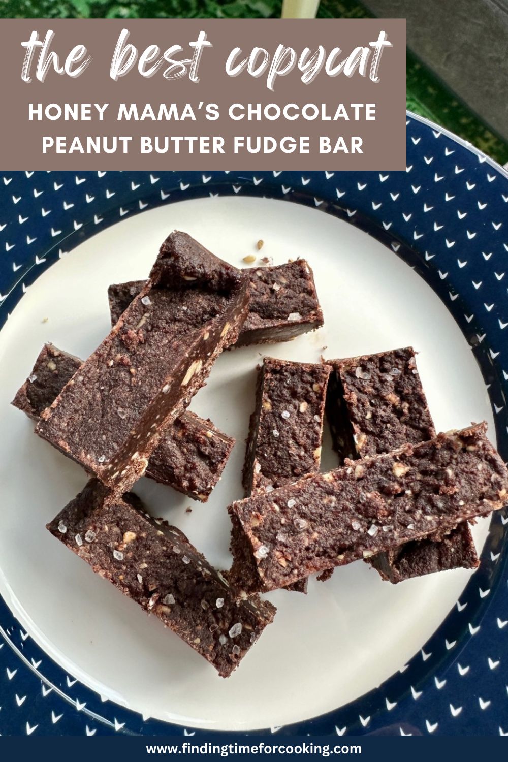 This copycat Honey Mama's recipe for peanut butter cup truffle fudge bar is absolute perfection...delicious flavor and great texture, filled with whole, healthy ingredients, & can be whipped up in just a few minutes (keeps well in the fridge for at least a couple weeks). A healthy chocolate-peanut butter dessert or snack to have on hand for any occasion. Honey Mama's copycat truffle bar, best healthy dessert, make-ahead healthy dessert. #healthydessert #dessert #gf 