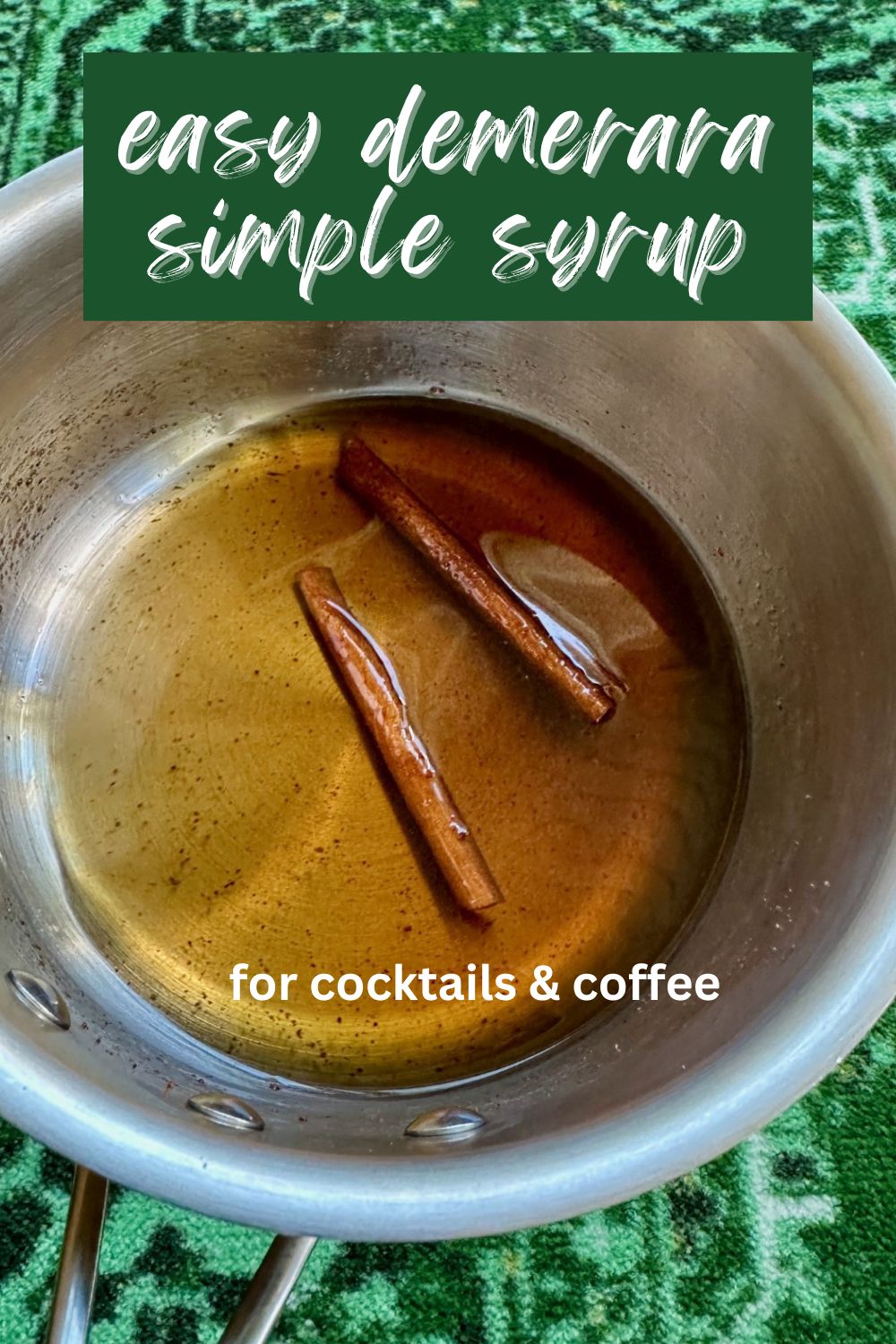 How to Make Demerara Simple Syrup in 2 Minutes | If you're looking for the best simple syrup for old fashioned cocktails, bourbon drinks, & coffee, this easy demerara (raw sugar) simple syrup is the way to go! It's so much better than simple syrup made with regular granulated sugar. You only need raw sugar and water, and you can add some spices at the end if you desire. #simplesyrup #cocktails #demerara