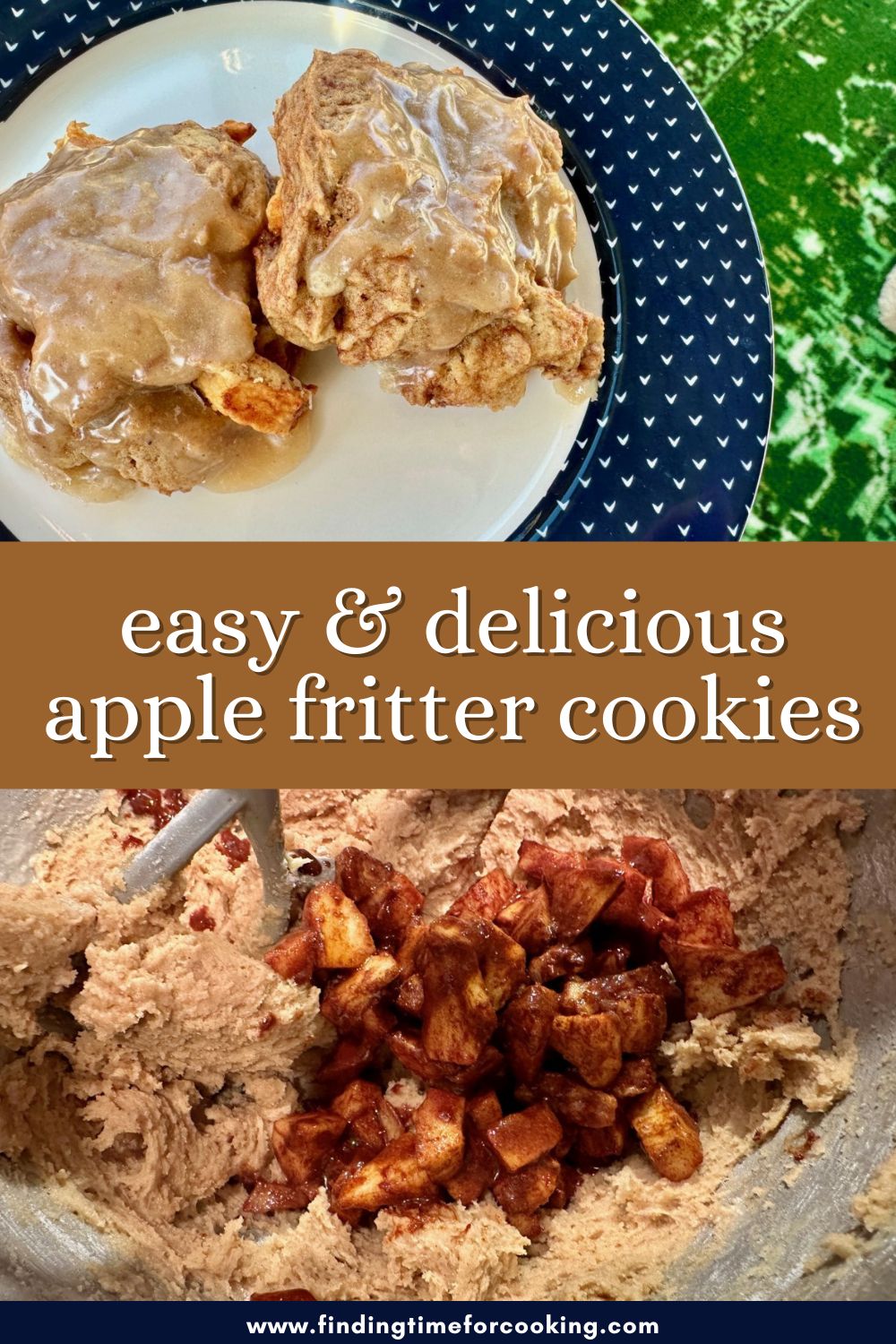 Easy Apple Fritter Cookies | These delicious apple fritter cookies are an amazing representation of the iconic donut...soft, spiced, sweet, juicy apple perfection. They're super easy to make, with a delicious maple glaze, and a crowd pleaser at any get-together! Unique cookie recipes for the holidays. #applefritter #cookies #cookierecipes