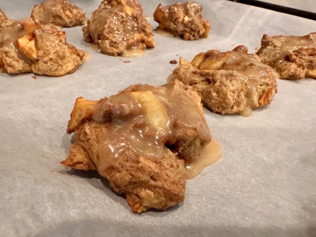 Easy Apple Fritter Cookies | These delicious apple fritter cookies with a crackly maple glaze are an amazing representation of the iconic donut...soft, spiced, sweet, juicy apple perfection.
