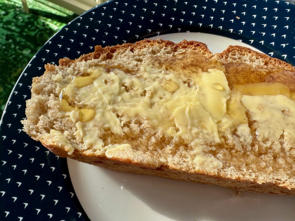 Easy air fryer bread with butter and honey