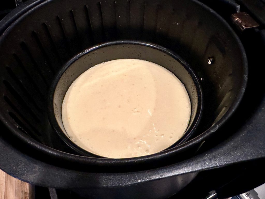 making this air fryer orange almond basque cheesecake only takes 30 minutes, and a food processor and air fryer