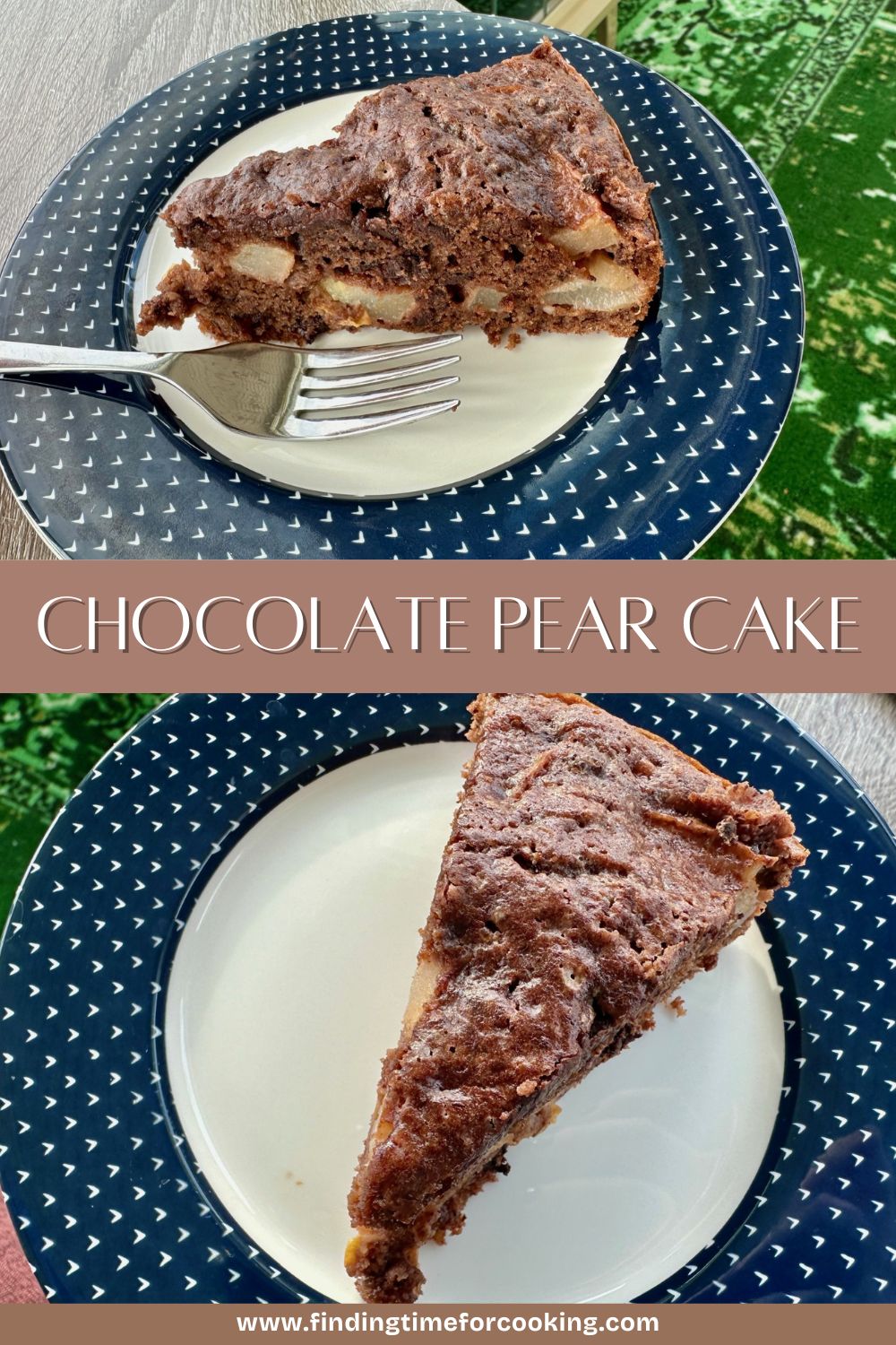 This delightful chocolate pear cake is an easy "snack cake", perfect for an afternoon treat paired with a cup of coffee. A simple one-bowl cake that's an easy dessert with unique flavors that will please a crowd! #pears #chocolatecake #snackcake #dessert