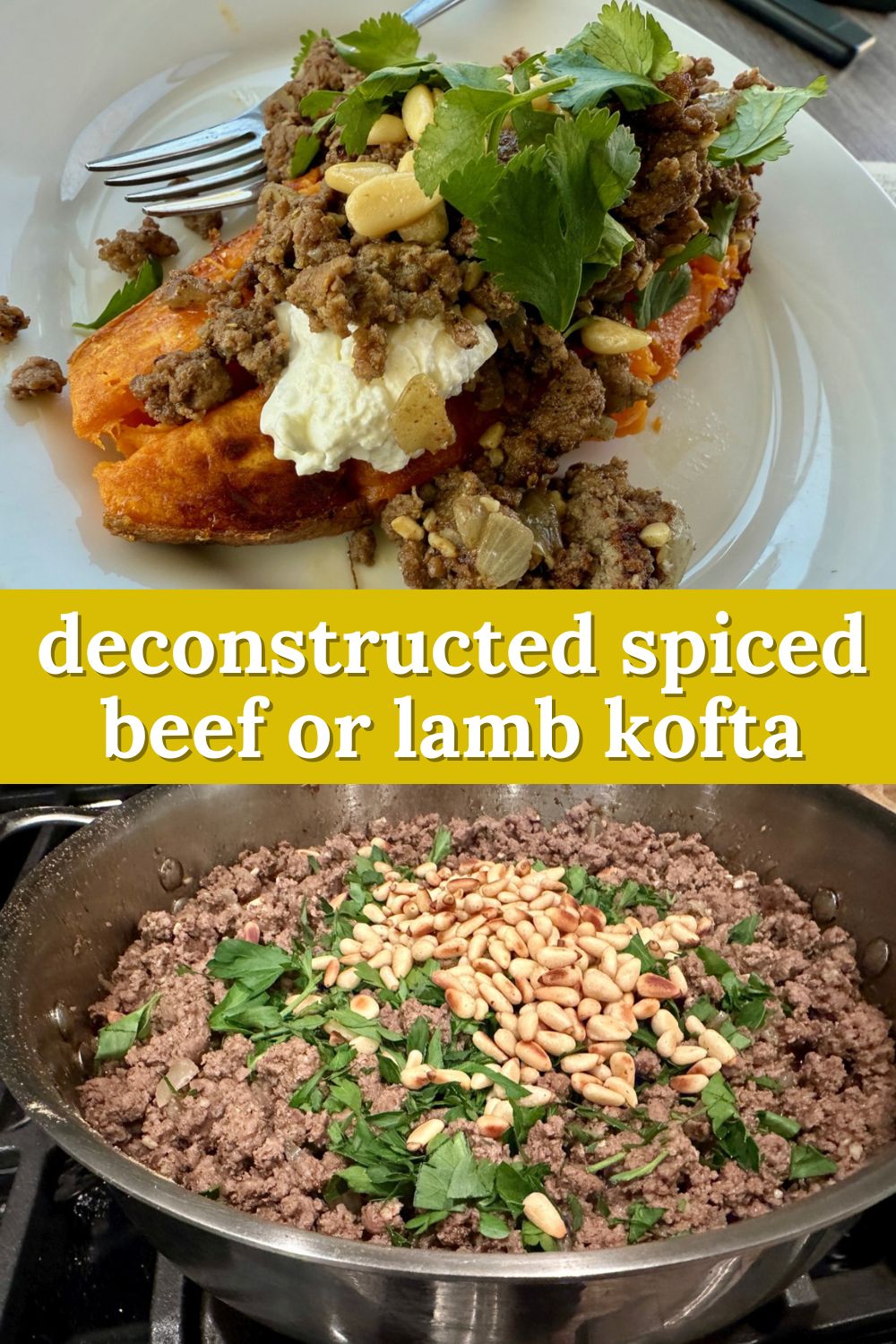 Easy "Deconstructed" Spiced Beef or Lamb Kofta | This delicious deconstructed beef kofta (or lamb kofta) is a perfect weeknight meal, packed with spices, onions, and garlic for flavor, and an easy protein to throw on top of rice, hummus, or veggies.  Kofta is a spiced meatball dish found in many cultures, from Turkey & the Middle East to parts of Asia & eastern Europe.  It's healthy, delicious, & super easy to make. #kofta #easydinner #weeknight meal