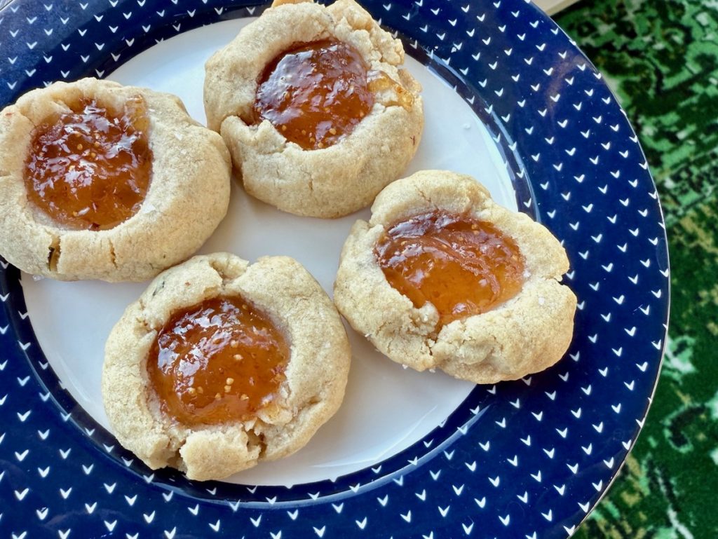 Sweet & Savory Rosemary Fig Jam Cookies | These sweet-and-savory rosemary fig jam cookies (biscuits??) are bizarre and delicious. Bizarrely delicious. Is it a dessert?? An appetizer?? You choose. They're perfect on a charcuterie board or to finish off a meal, or as a snack standing at the counter on a Tuesday. They're also unleavened, so we're having for Passover and the Days of Unleavened Bread.