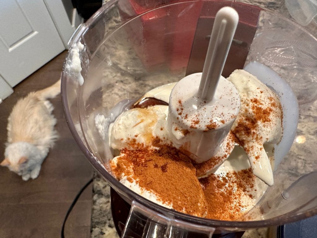 an easy spiced whipped ricotta cream is perfect on these crepes