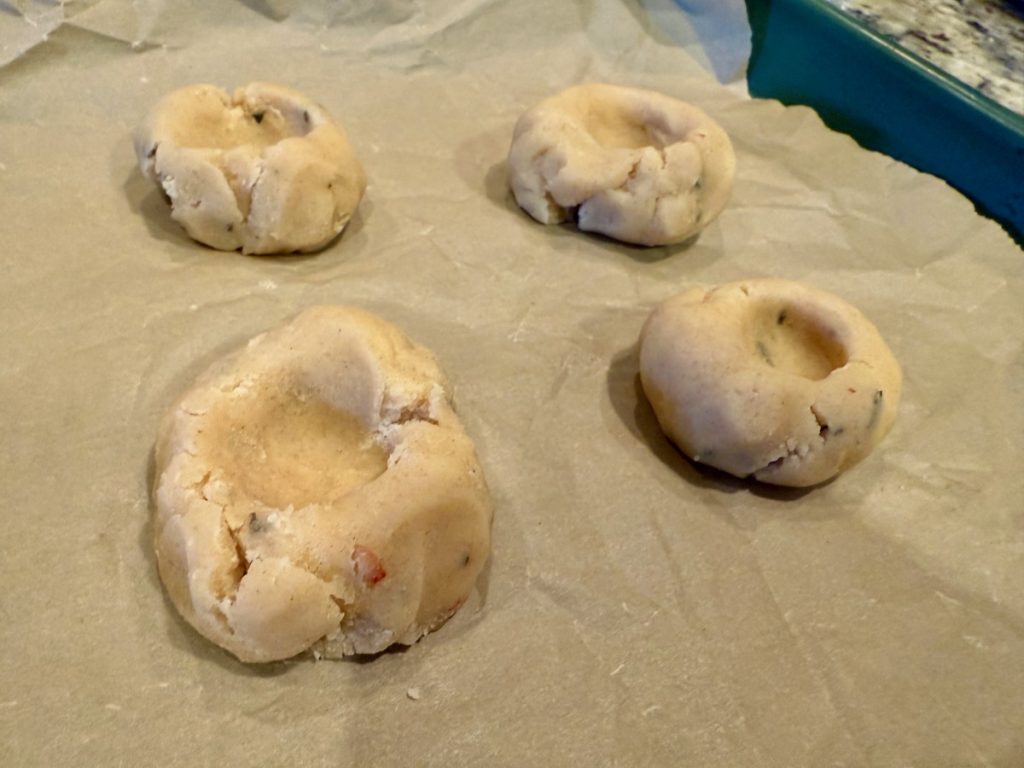 making sweet & savory rosemary fig jam thumbprint cookies