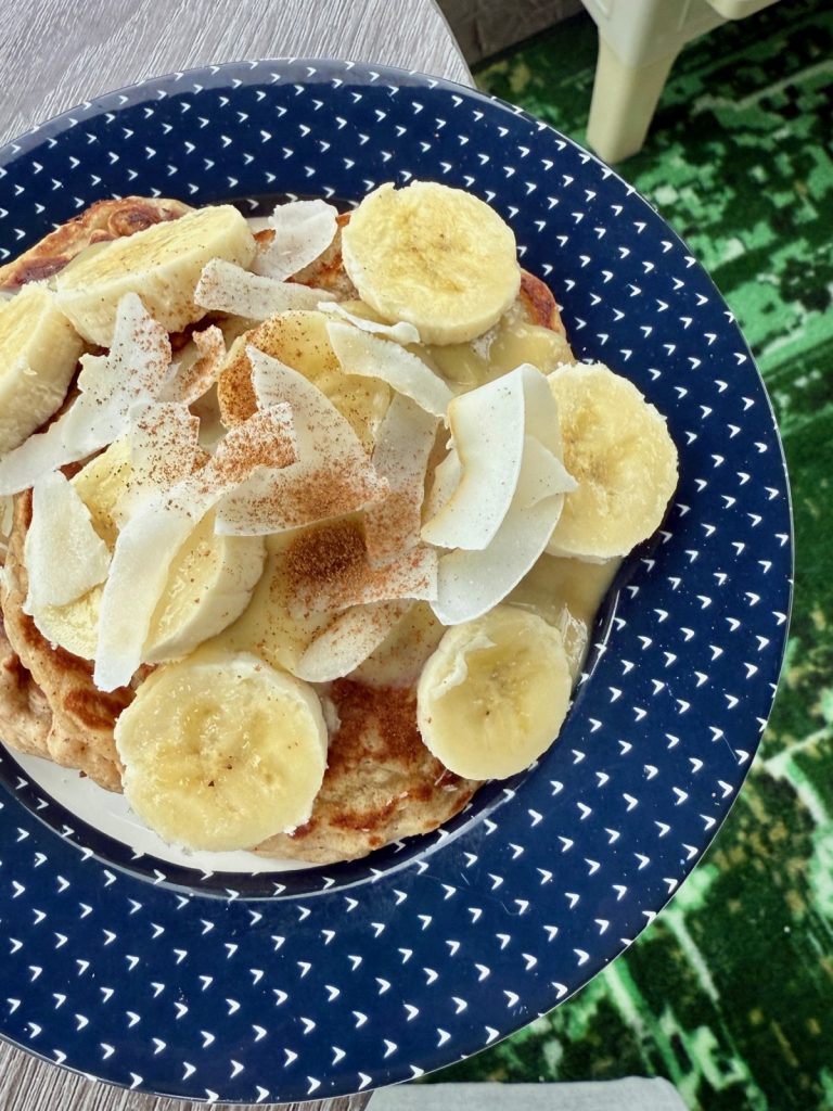 Lightly-Tropical Coconut Banana Pancakes (Dairy-Free)
