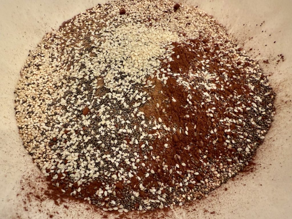 This healthy dark chocolate granola is packed with fiber and seeds