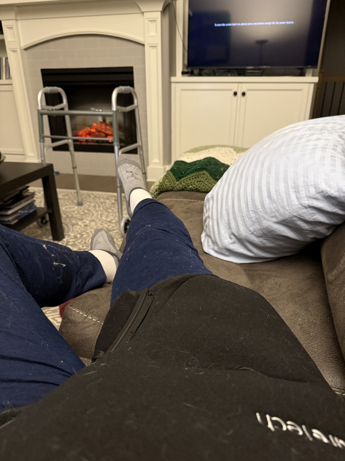 recovering after hip replacement with a giant ice wrap